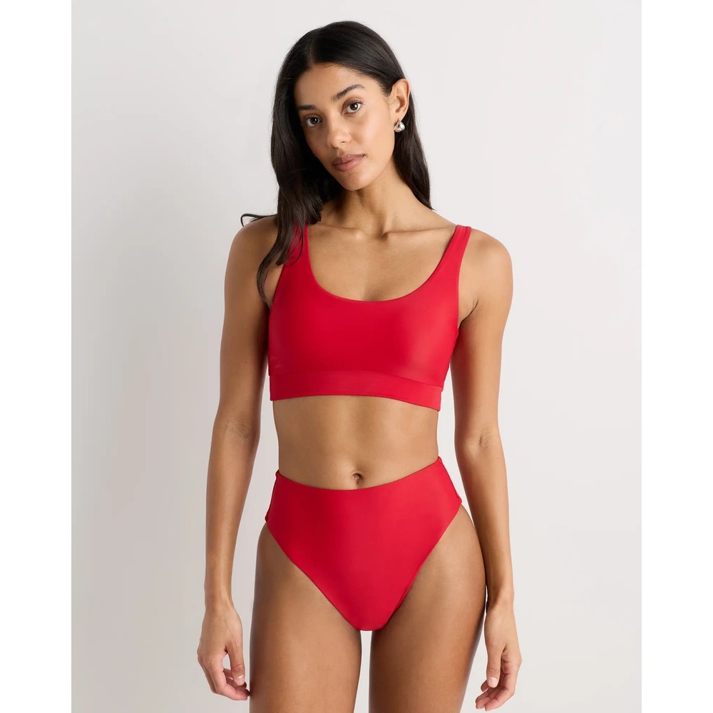 Quince Italian Tank Bikini Top & High Rise High Leg Bottom Set Size Small NWT